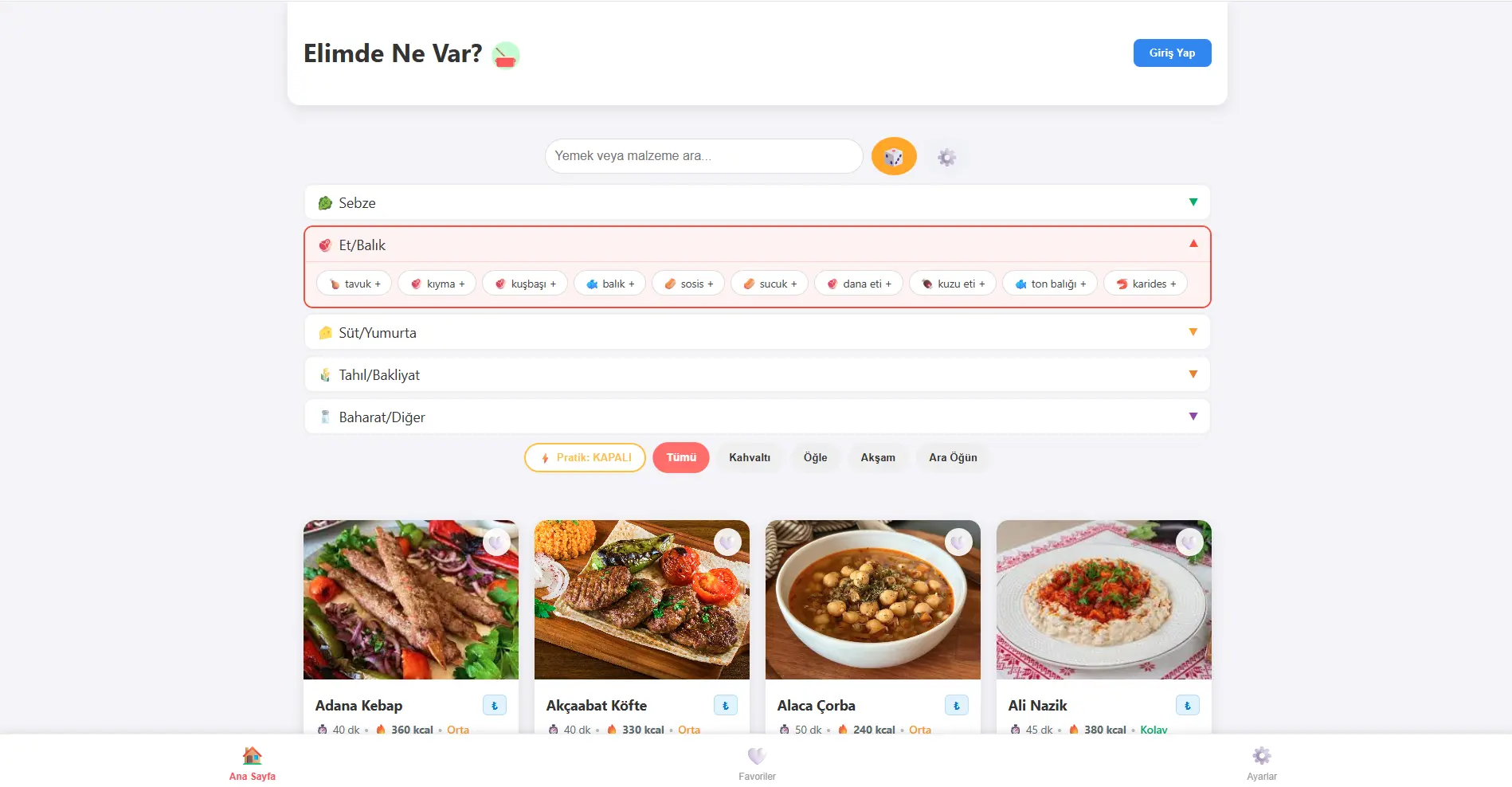 Elimde Ne Var Mutfak Asistanı